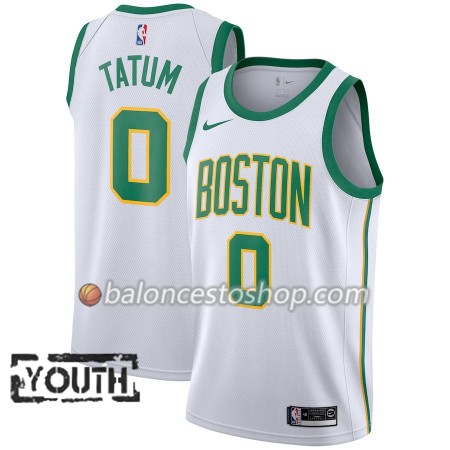 Camiseta Niños NBA Boston Celtics Jayson Tatum 0 2018-19 Nike City Edition Blanco Swingman